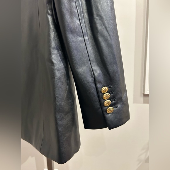 Zara Black Faux Leather Blazer Jacket - Picture 4 of 9